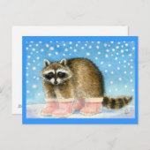 Raccoon in roze laarzen briefkaart (Voorkant / Achterkant)