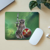 Raccoon in ruimte Viking Shield Sword Cute Funny Muismat