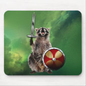 Raccoon in ruimte Viking Shield Sword Cute Funny Muismat (Voorkant)