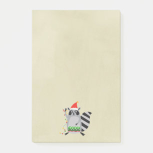 Raccoon in Santa Hat in de vakantiegrens Post-it® Notes
