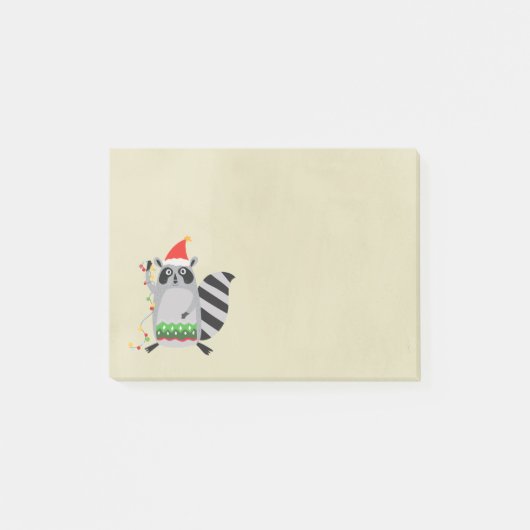 Raccoon in Santa Hat in de vakantiegrens Post-it® Notes (Voorkant)
