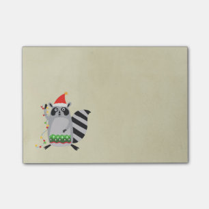 Raccoon in Santa Hat in de vakantiegrens Post-it® Notes