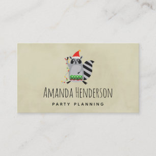 Raccoon in Santa Hat in de vakantiegrens Visitekaartje