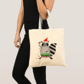 Raccoon in Santa Hat omhoog gedraaid in valsmatige Tote Bag (Voorkant (product))