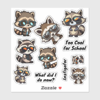 Raccoon in zonnebrillen, Stickers voor troublmaker