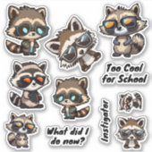 Raccoon in zonnebrillen, Stickers voor troublmaker (Voorkant)