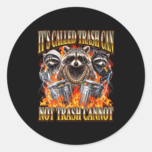 Raccoon It's Called Trash Can Not Trash Cannot Fun Ronde Sticker (Voorkant)