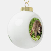 Raccoon Keramische Bal Ornament (Links)