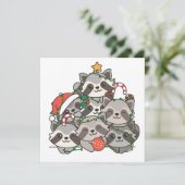 Raccoon kerstboom Funny Animal Kerstmis Feestdagenkaart (Staand voorkant)