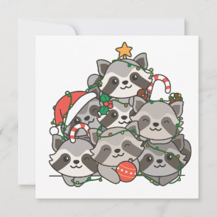 Raccoon kerstboom Funny Animal Kerstmis Feestdagenkaart
