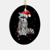 Raccoon kerstboom lampjes Pajama Racoon Lover Keramisch Ornament (Rechts)