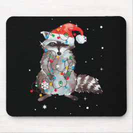 Raccoon kerstboom lampjes Pajama Racoon Lover Muismat