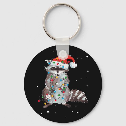 Raccoon kerstboom lampjes Pajama Racoon Lover Sleutelhanger (Voorkant)