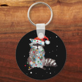 Raccoon kerstboom lampjes Pajama Racoon Lover Sleutelhanger (Voorkant)