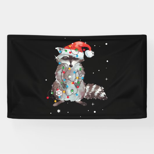 Raccoon kerstboom lampjes Pajama Racoon Lover Spandoek (Horizontaal)