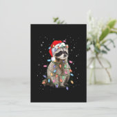 Raccoon kerstboom Lights Pajama Santa Racoon Kaart (Staand voorkant)