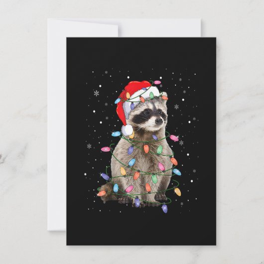 Raccoon kerstboom Lights Pajama Santa Racoon Kaart (Voorkant)