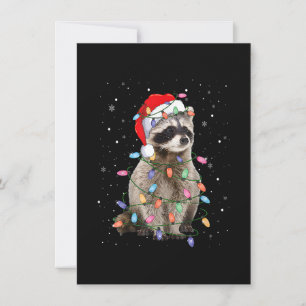 Raccoon kerstboom Lights Pajama Santa Racoon Kaart