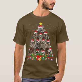 Raccoon kerstboom Lights Pajama Santa Racoon T-shirt
