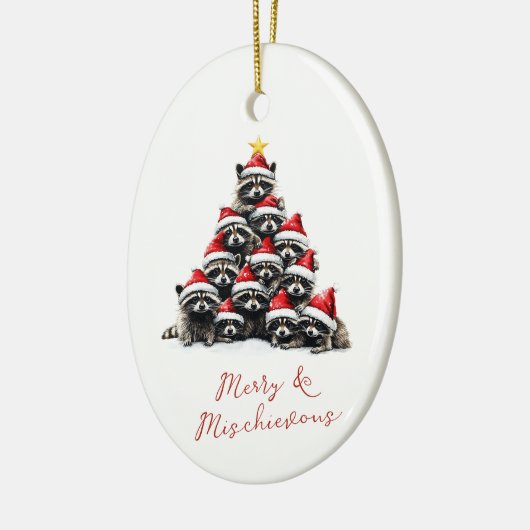 Raccoon kerstboom Schattigee gepersonaliseerde naa Keramisch Ornament (Links)