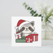 Raccoon-kerstcadeau-winteraccoons Feestdagenkaart (Staand voorkant)