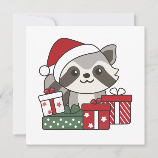 Raccoon-kerstcadeau-winteraccoons Feestdagenkaart (Voorkant)