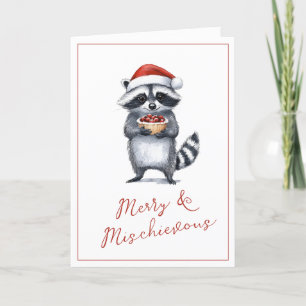 Raccoon kerstgroeten Schattige Feestdagen Kaart