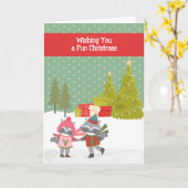 Raccoon kerstKaart voor kinderen Kaart (Gele Bloem)