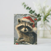 Raccoon Kerstmis Briefkaart (Staand voorkant)