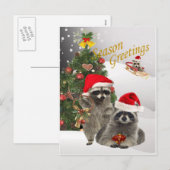 Raccoon Kerstmis een tijd voor plezier Feestdagenkaart (Voorkant / Achterkant)