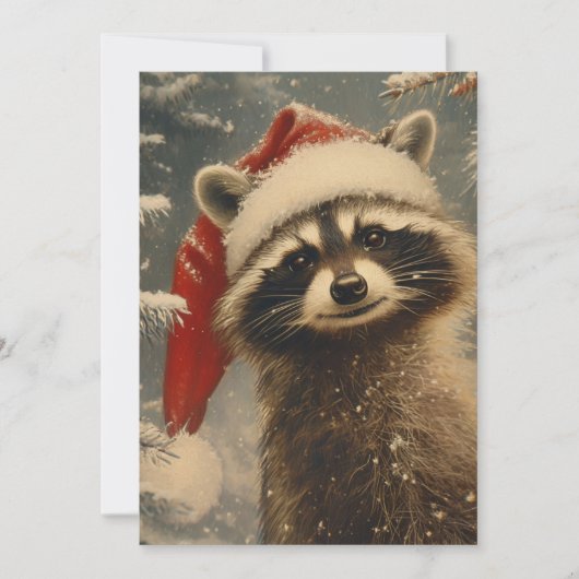 Raccoon Kerstmis Feestdagenkaart (Voorkant)