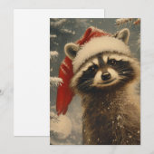 Raccoon Kerstmis Feestdagenkaart (Voorkant / Achterkant)
