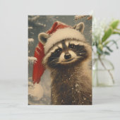 Raccoon Kerstmis Feestdagenkaart (Staand voorkant)
