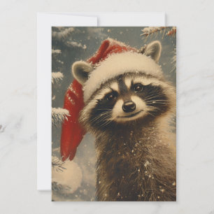 Raccoon Kerstmis Feestdagenkaart