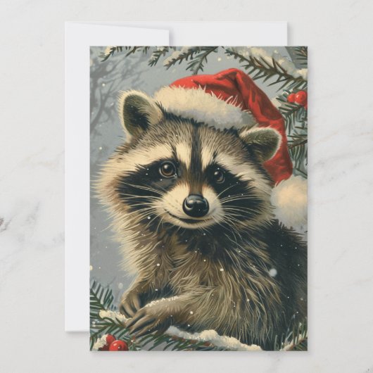 Raccoon Kerstmis Feestdagenkaart (Voorkant)
