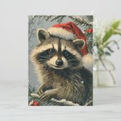Raccoon Kerstmis Feestdagenkaart (Staand voorkant)