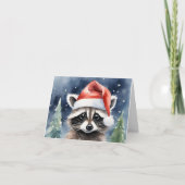 Raccoon Kerstmis Kaart (Voorkant)