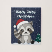 Raccoon Kerstmis winter Raccoons Jigzaag Puzz Legpuzzel (Verticaal)