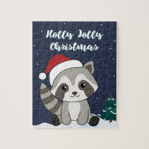 Raccoon Kerstmis winter Raccoons Jigzaag Puzz Legpuzzel