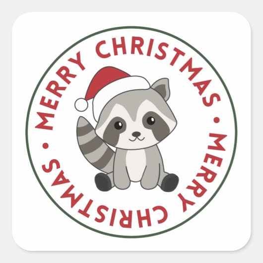 Raccoon Kerstmis winter Raccoons Square Stic Vierkante Sticker (Voorkant)