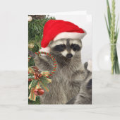 Raccoon kerstviering feestdagen kaart (Voorkant)