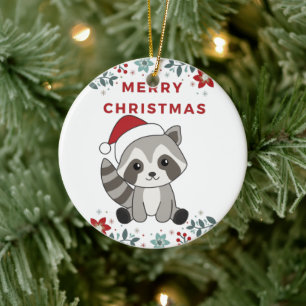 Raccoon Kerstwinter winterkonijnen keramische orn Keramisch Ornament