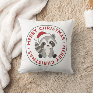Raccoon Kerstwinter winterkonijnen Throw Pillo Kussen