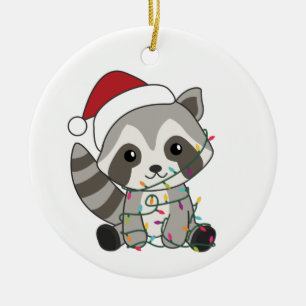 Raccoon kerstwinter winterkonijnen Volwassen kledi Keramisch Ornament