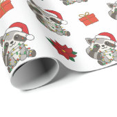 Raccoon-kerstwinterfeestdag Cadeaupapier (Rol Hoek)