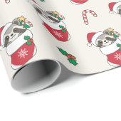 Raccoon-kerstwintervakantieoorden Cadeaupapier (Rol Hoek)