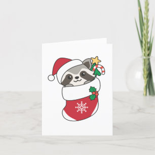 Raccoon-kerstwintervakantieoorden Feestdagen Kaart