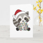 Raccoon-kerstwintervakantieoorden Kaart (Gele Bloem)