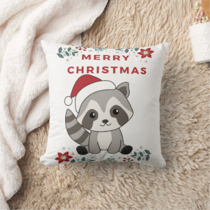 Raccoon-kerstwintervakantieoorden Kussen