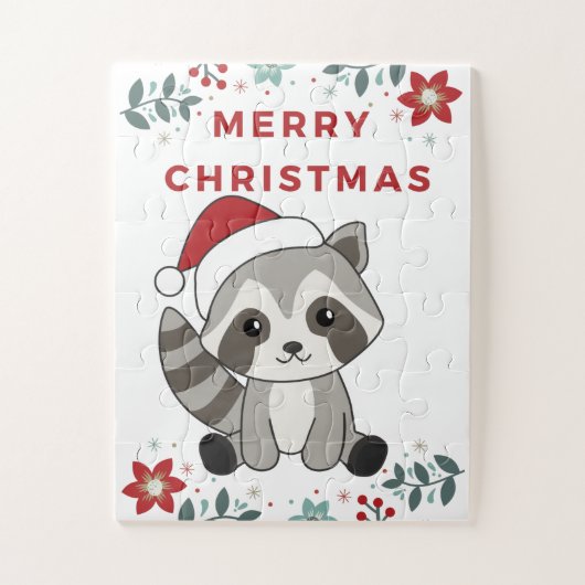 Raccoon-kerstwintervakantieoorden Legpuzzel (Verticaal)